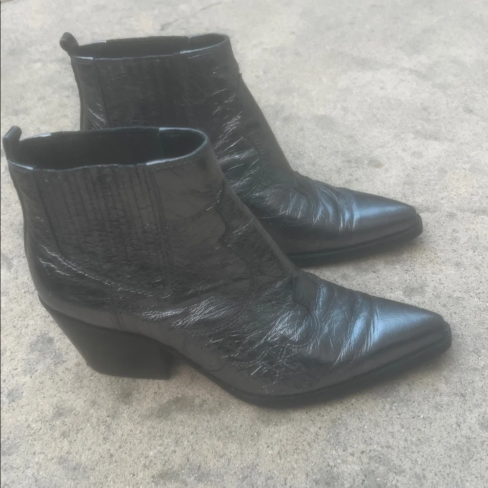 Sam Edelman Winona Shimey Metallic Weterm Ankle Cowgirl Bootie Size 7.5